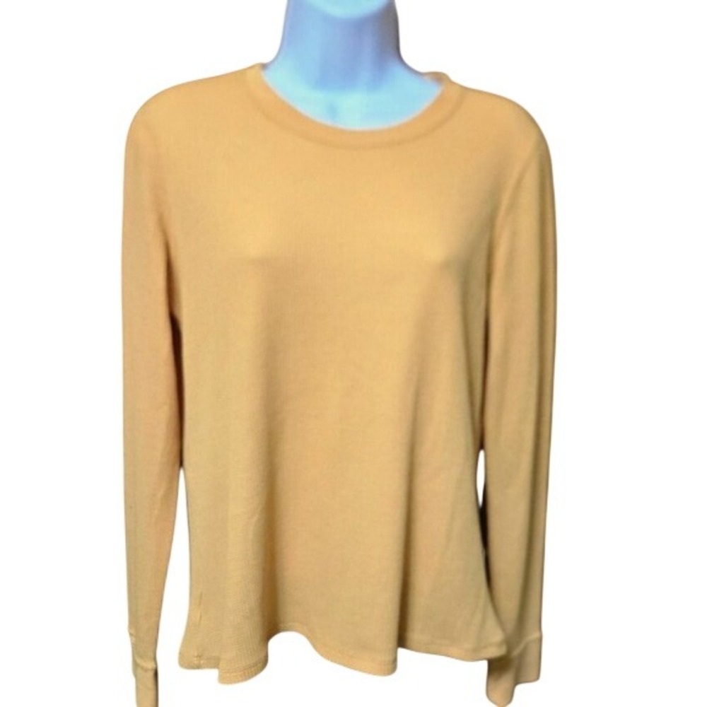Outdoor Voices Long Sleeve Waffle Knit Top Amber Yellow Women's Size L (269)
